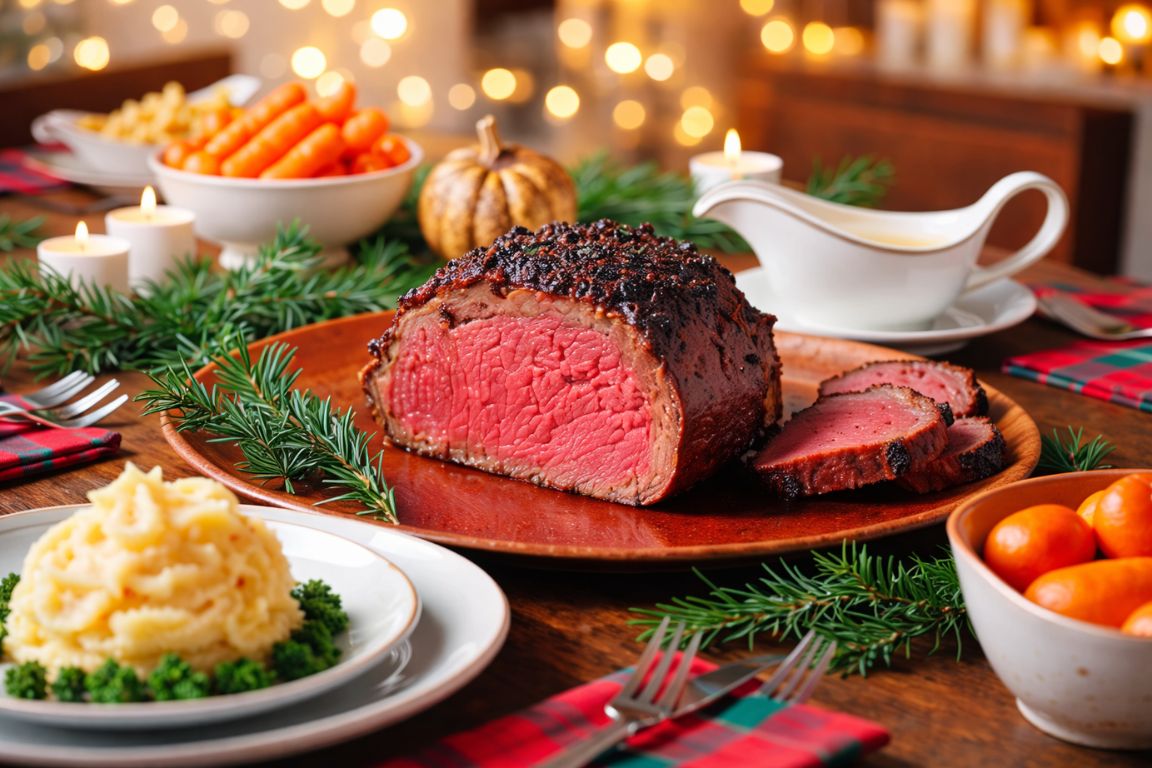 Authentic Norwegian reindeer meat served with vegetables and gravy on a Tromso Norway Tours food tour in Tromsø